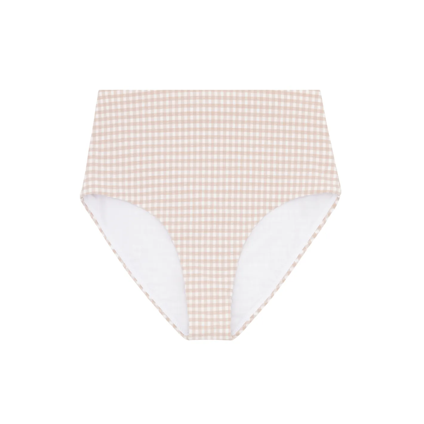 women's brown crinkle gingham high waist bikini bottom sold by minnow