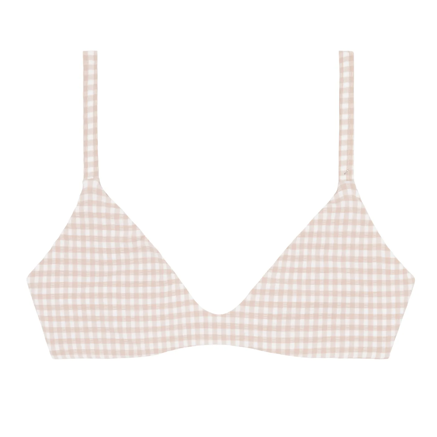 women's brown crinkle gingham bikini top sold by minnow