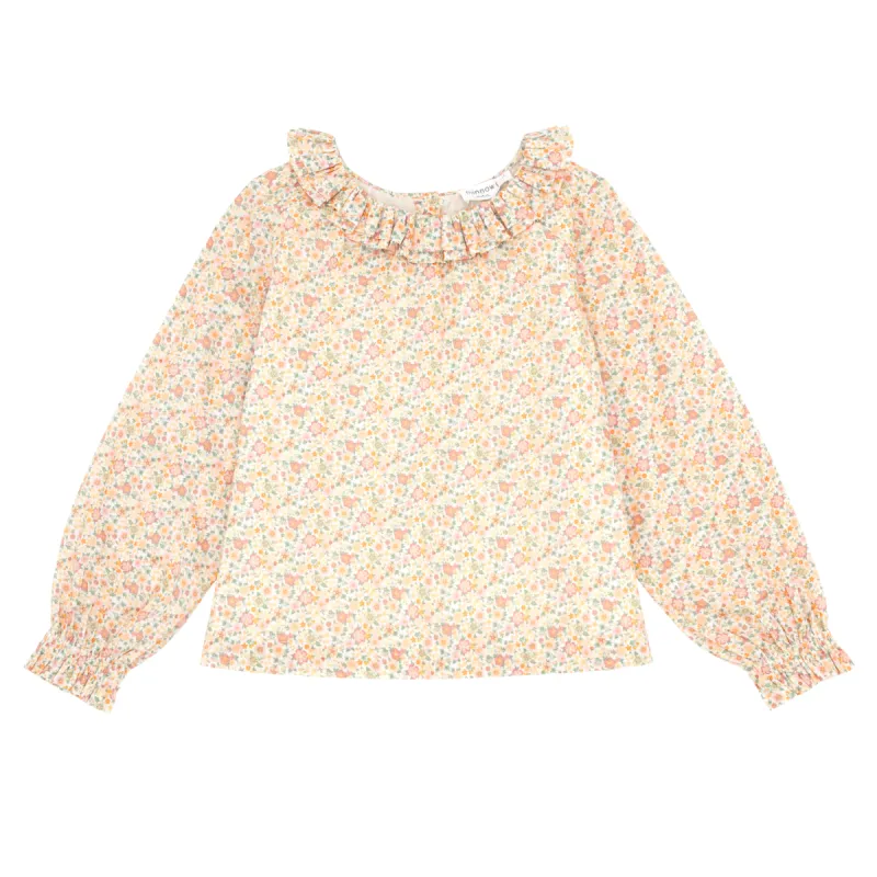 girls marigold floral long sleeve collared blouse sold by minnow