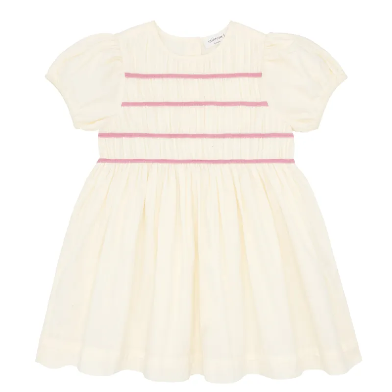 girls crème smocked puff sleeve dress sold by minnow