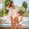 girls marigold floral ruffle cap sleeve rashguard set sold by minnow