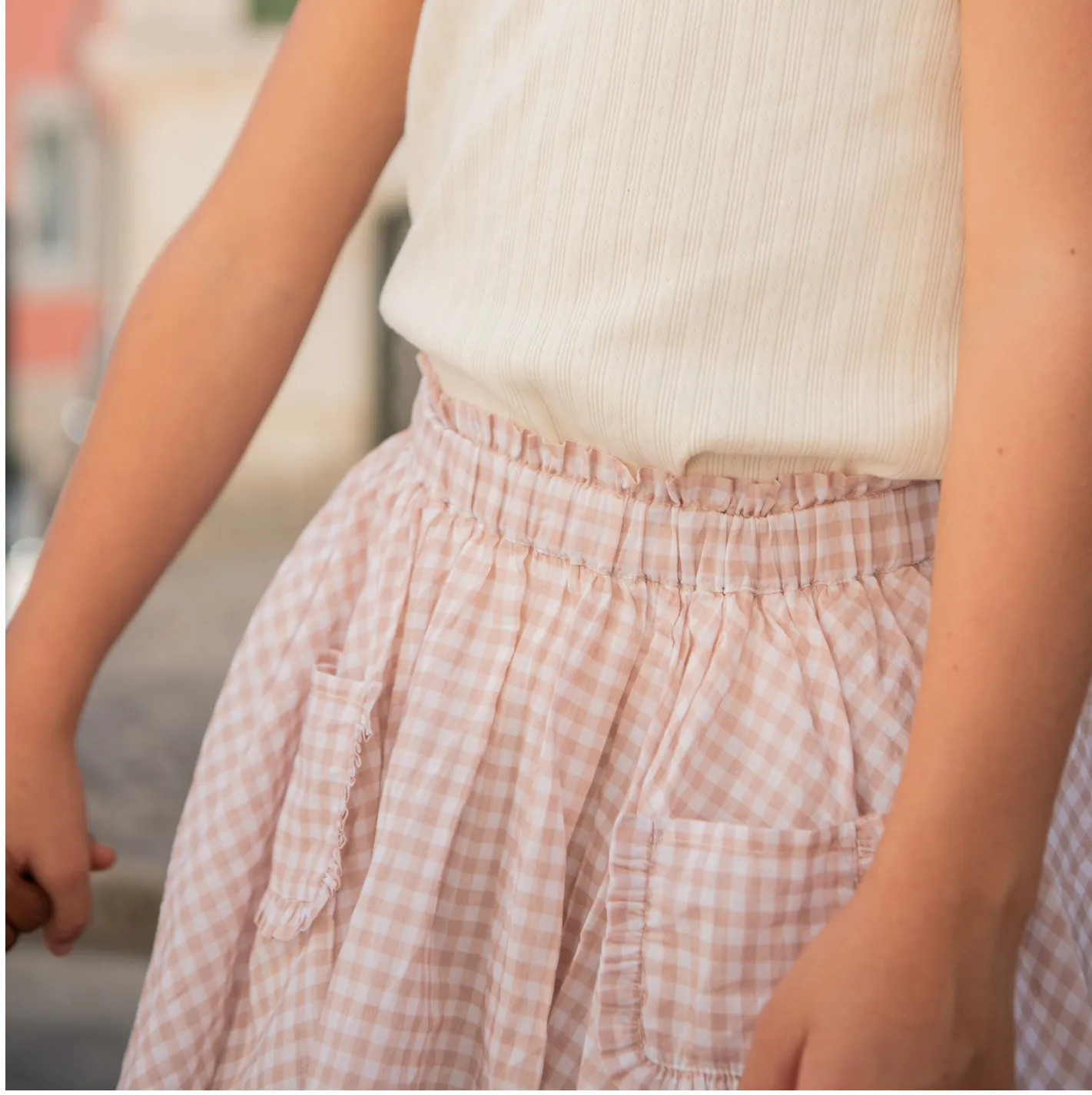 girls brown gingham skirt sold by minnow product image thumbnail 3