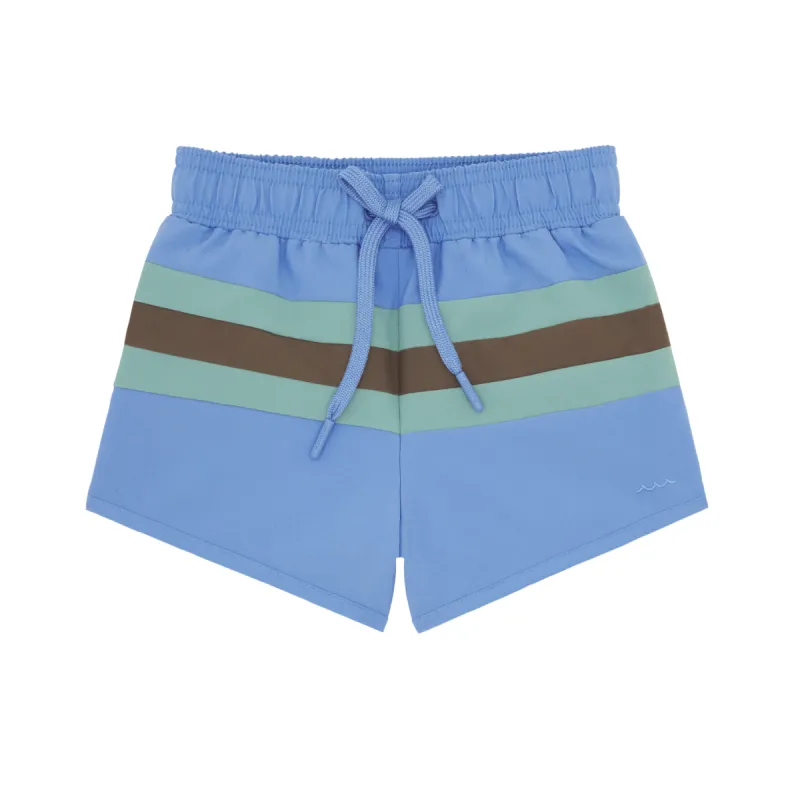 boys lagoon blue triple colorblock boardie sold by minnow