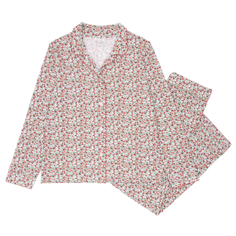 women's rosebud long sleeve collared pima pajamas set sold by minnow