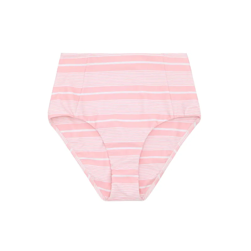 women's sorbet pink stripe high waisted bikini bottom sold by minnow