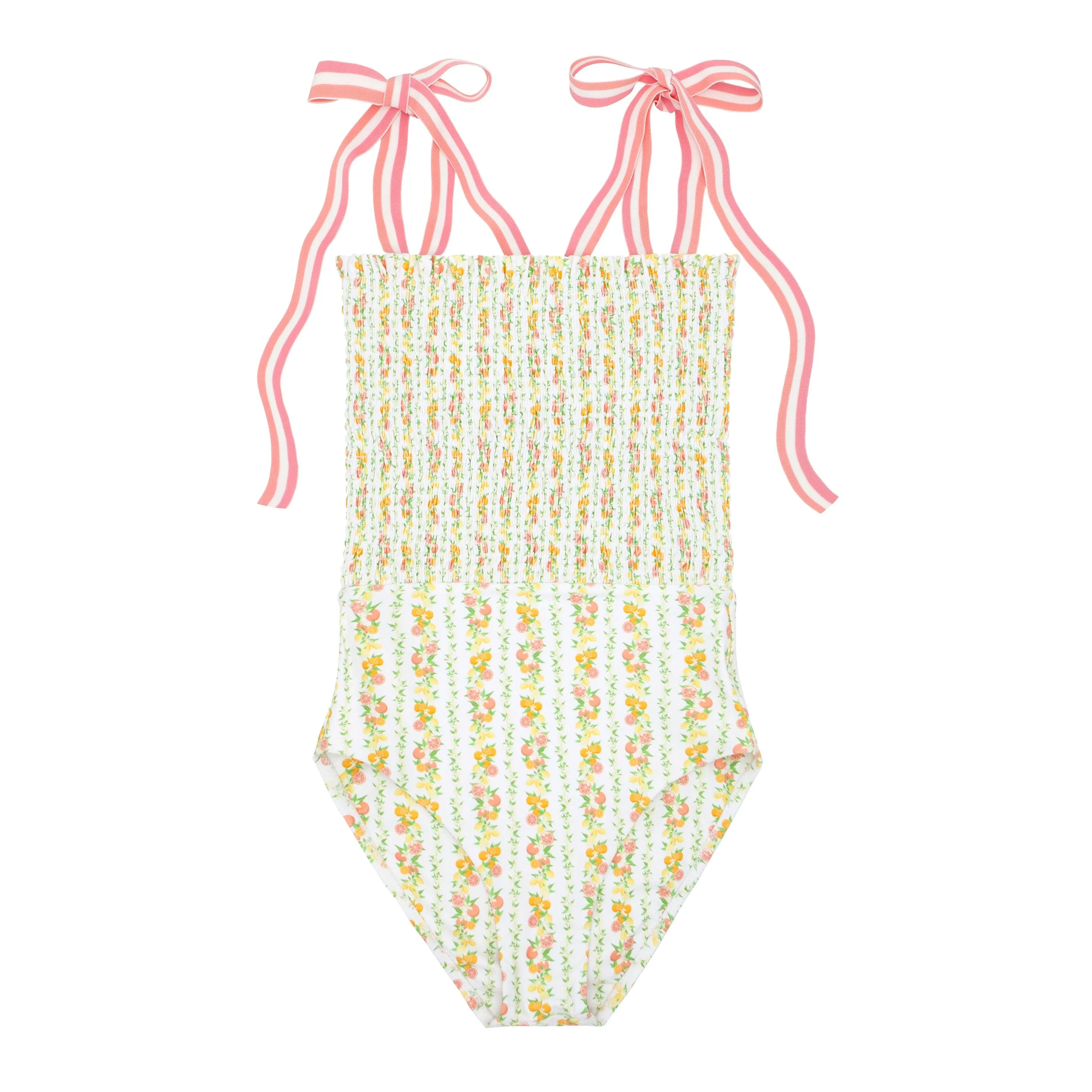 women's linear citrus smocked one piece sold by minnow