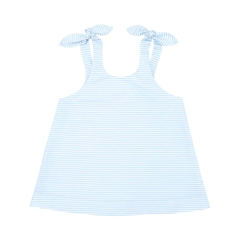 girls powder blue stripe tie knot tank made by minnow