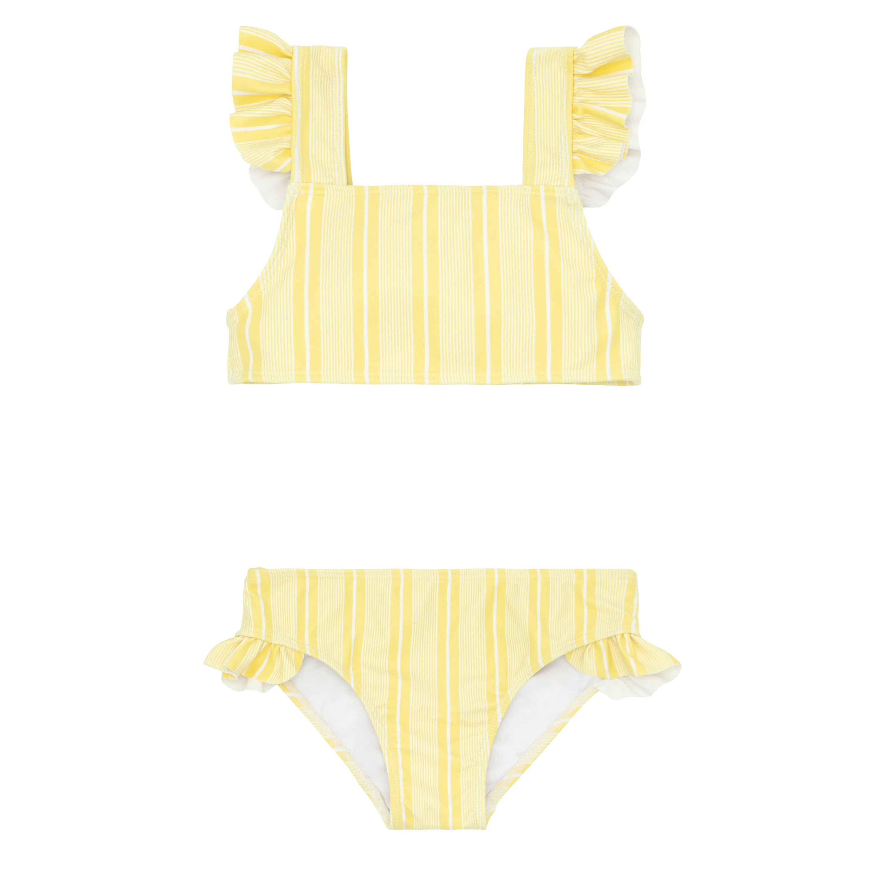 girls pineapple stripe ruffle tie-back bikini sold by minnow