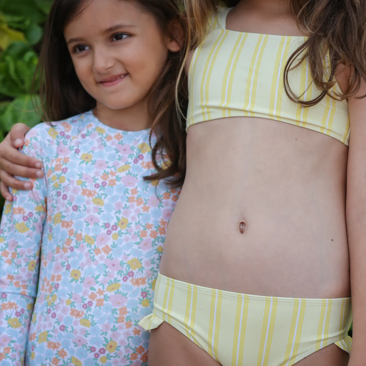 girls pineapple stripe ruffle tie-back bikini sold by minnow product image thumbnail 2