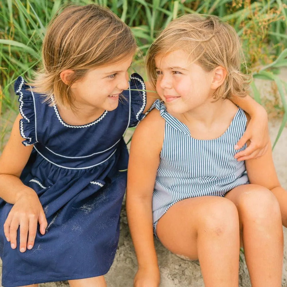girls navy stripe tie knot tank sold by minnow product image thumbnail 2