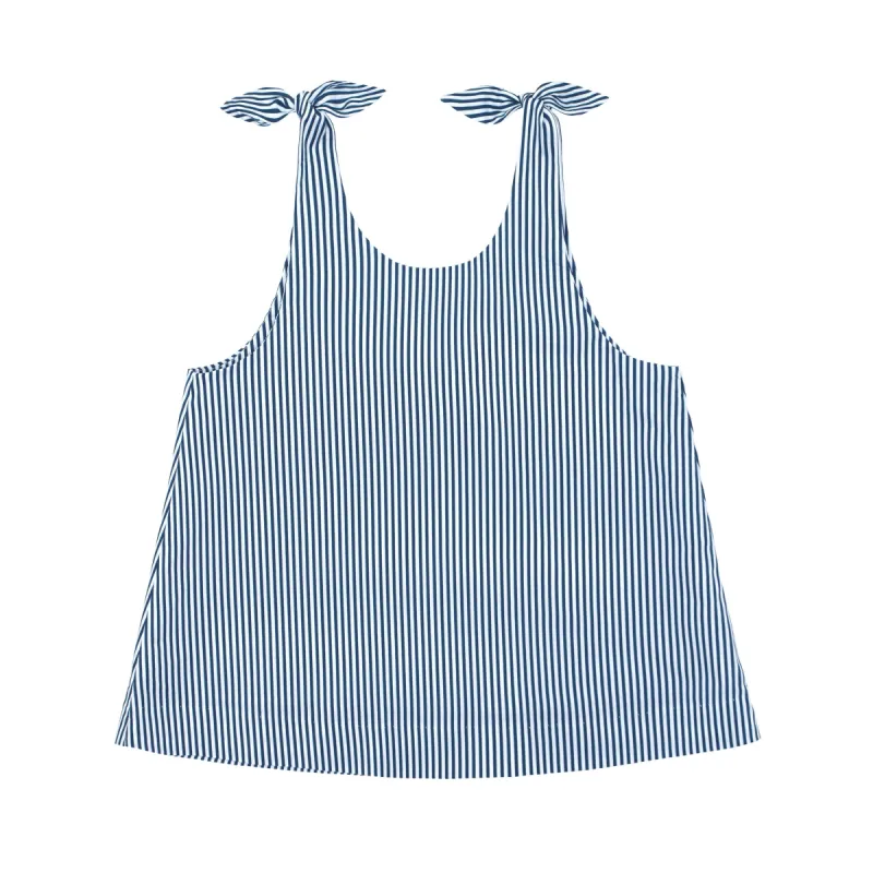 girls navy stripe tie knot tank made by minnow