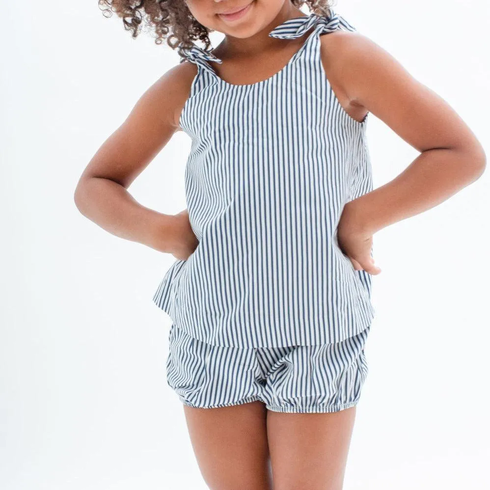 girls navy stripe tie knot tank sold by minnow product image thumbnail 3