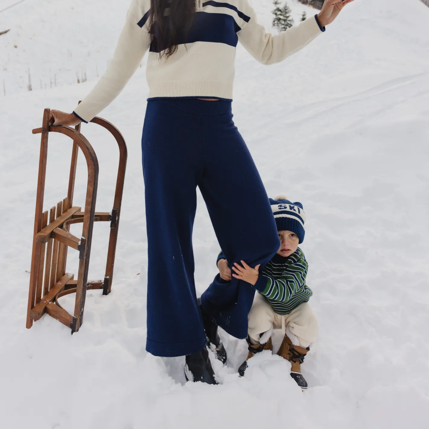 women's navy wide leg knit pant sold by minnow product image thumbnail 4