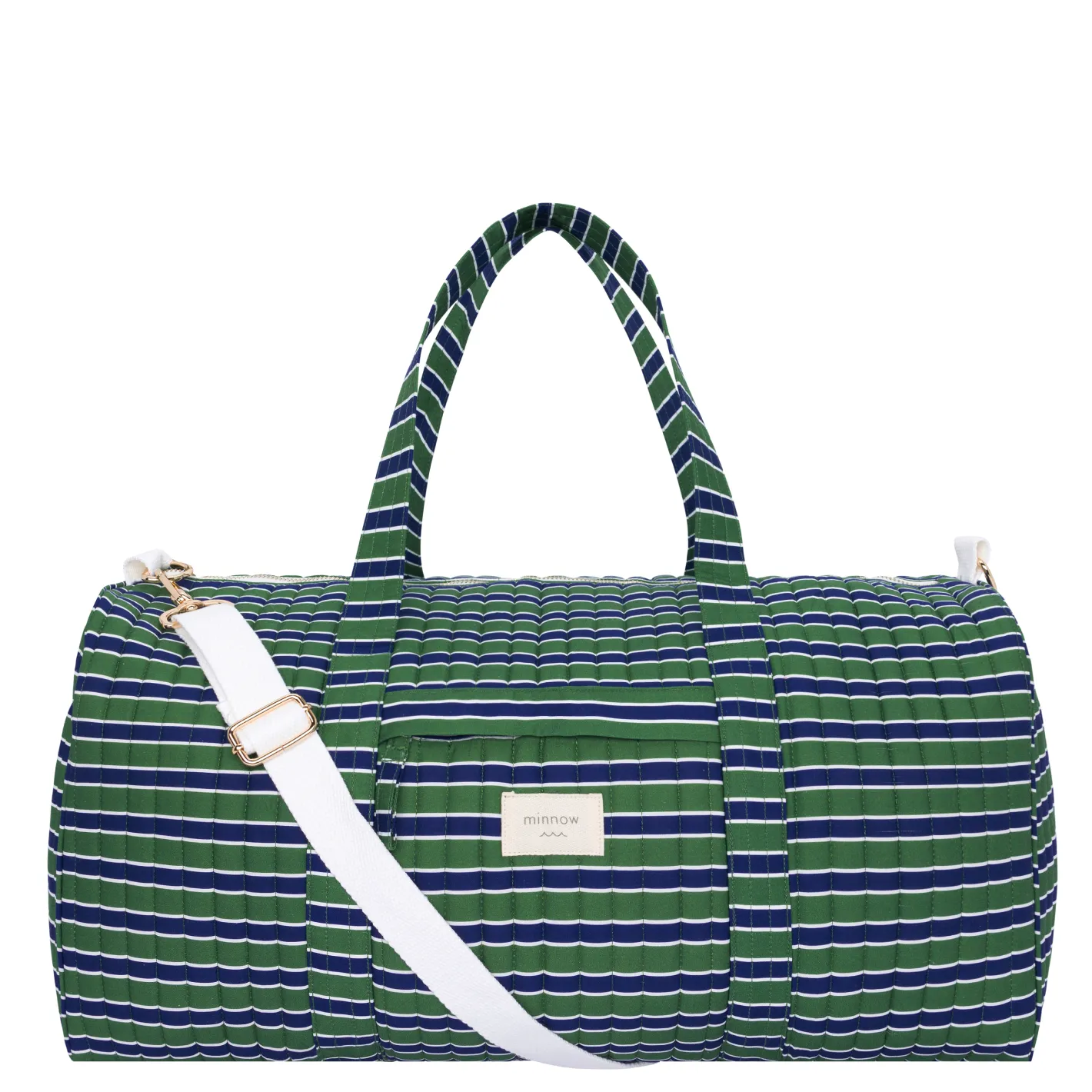 evergreen stripe weekender bag sold by minnow