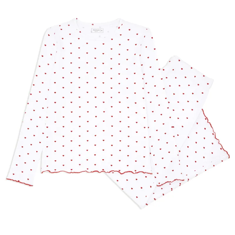 women's heart pima pajamas set sold by minnow
