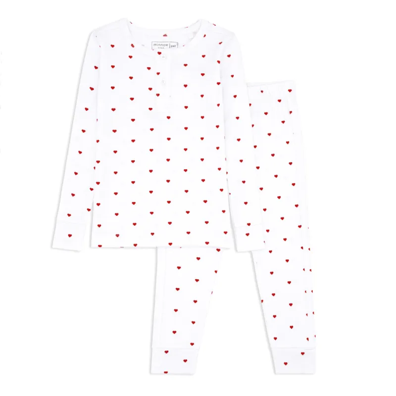 unisex heart henley pima pajamas set sold by minnow