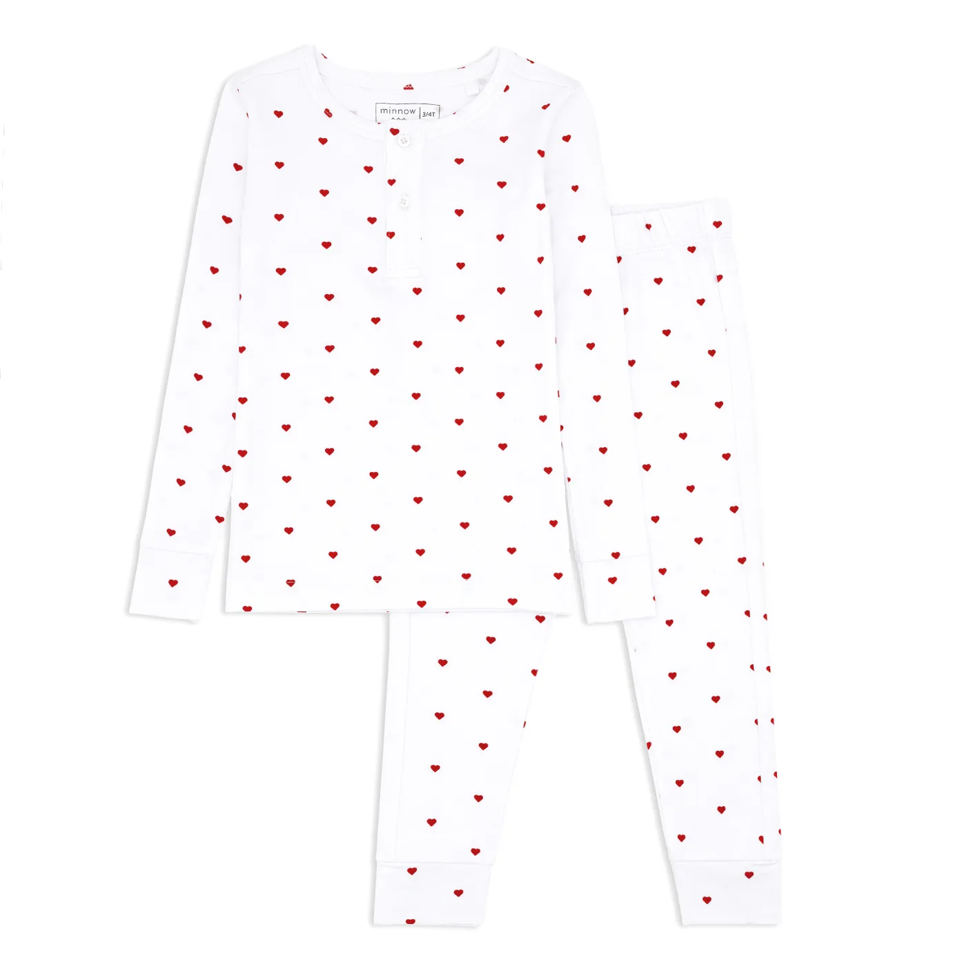 unisex heart henley pima pajamas set sold by minnow