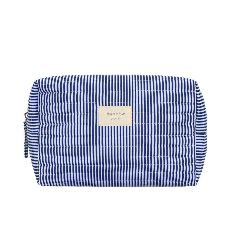 navy stripe interior coated travel pouch sold by minnow