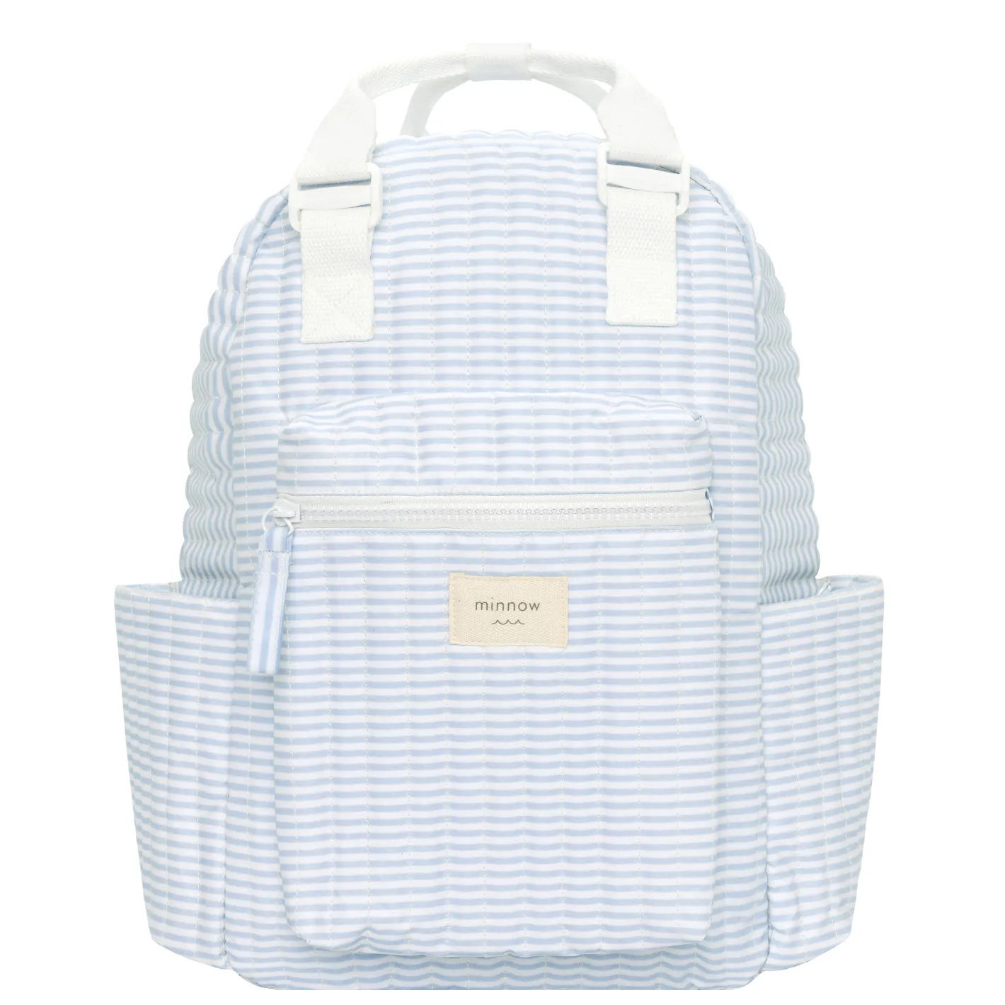 powder blue stripe coated everyday backpack sold by minnow