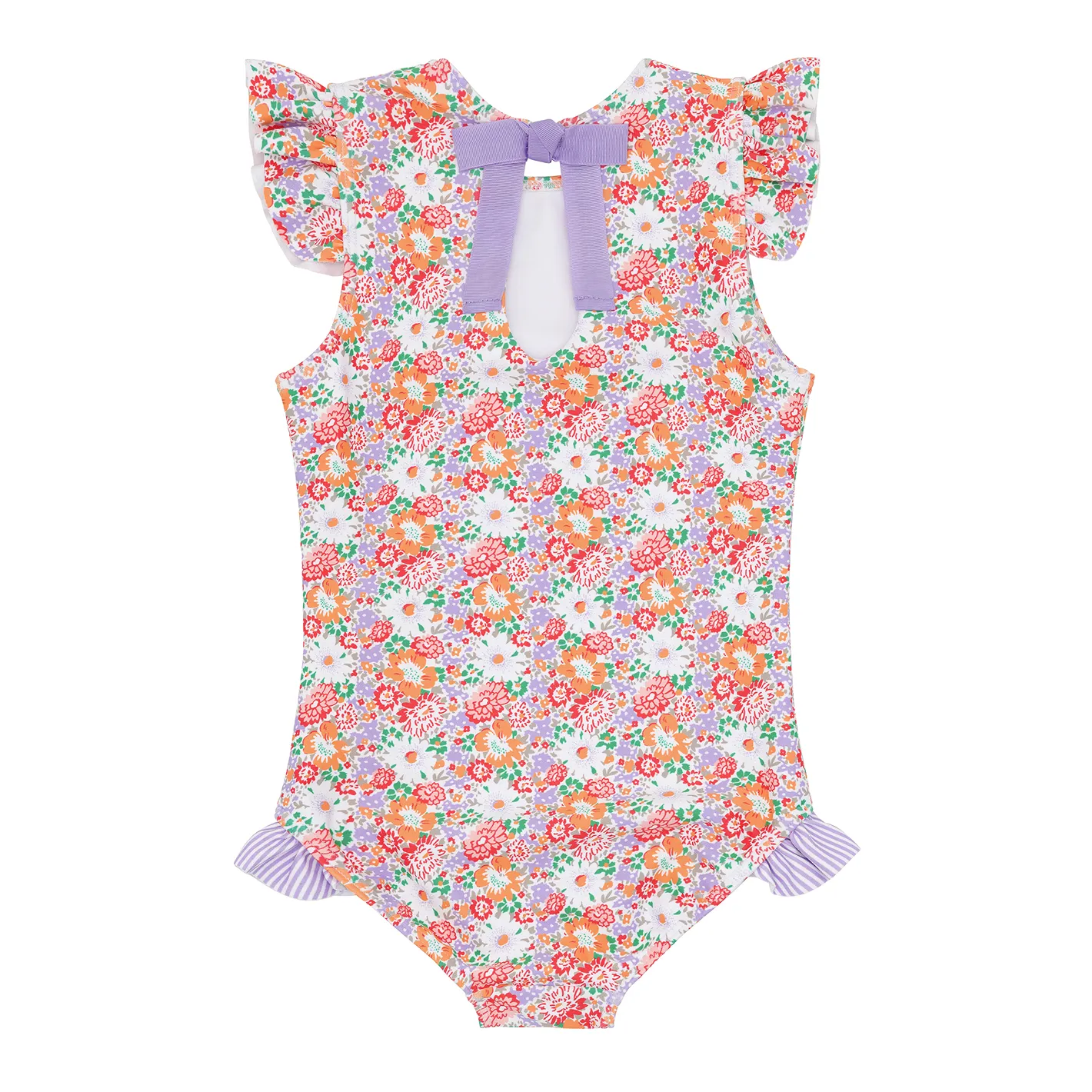 girls island blossom ruffle cap sleeve rashguard one piece sold by minnow product image thumbnail 4