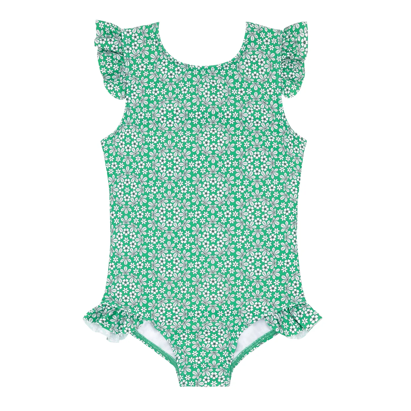 girls Godwin ruffle cap sleeve rashguard one piece sold by minnow