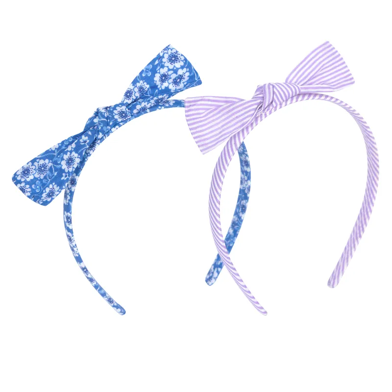 girls headband set in rosebay and lavender stripe sold by minnow