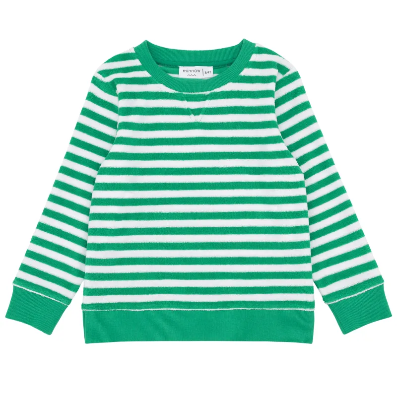 unisex bermuda green stripe french terry sweatshirt sold by minnow