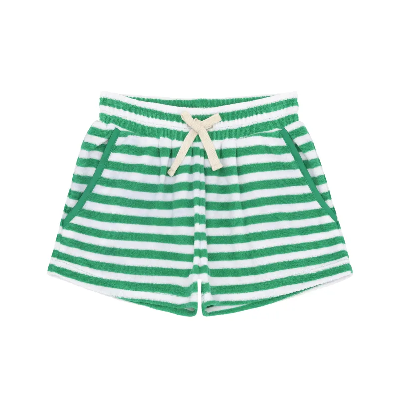 boys bermuda green stripe french terry short sold by minnow