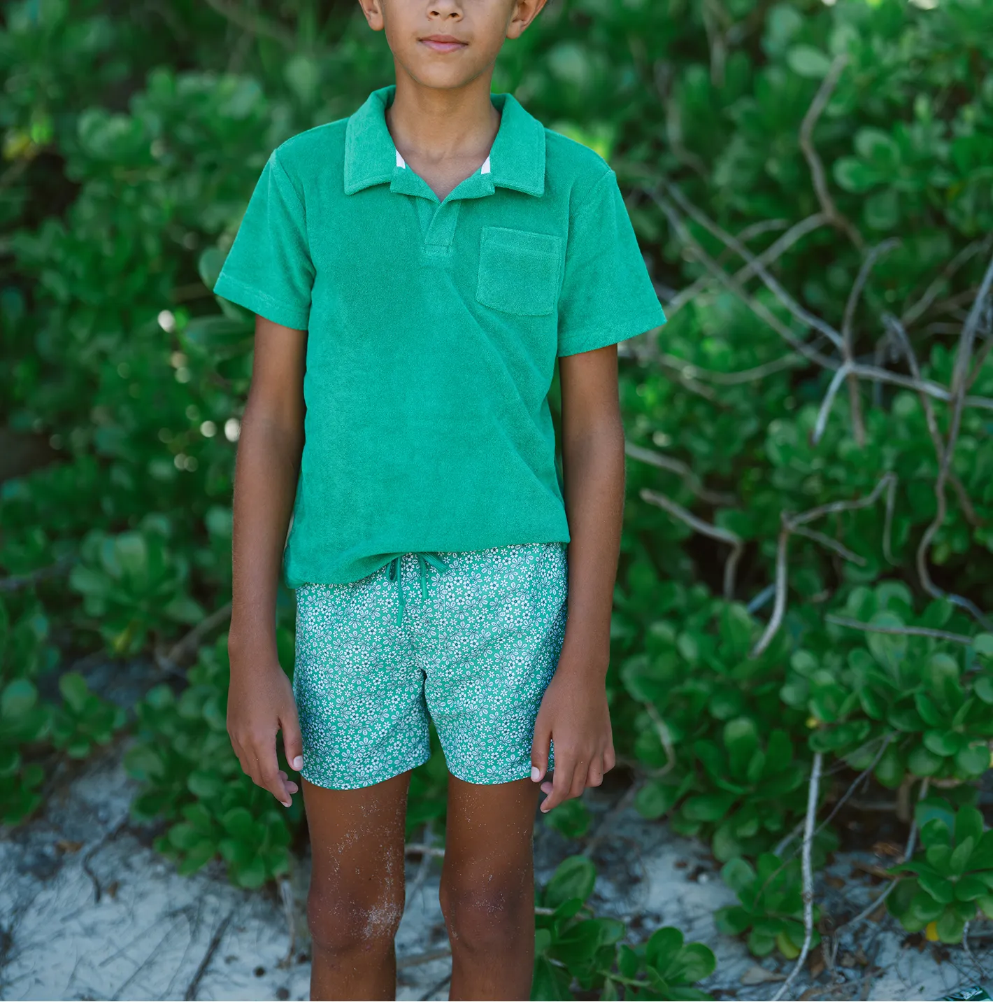 boys bermuda green french terry polo sold by minnow product image thumbnail 2