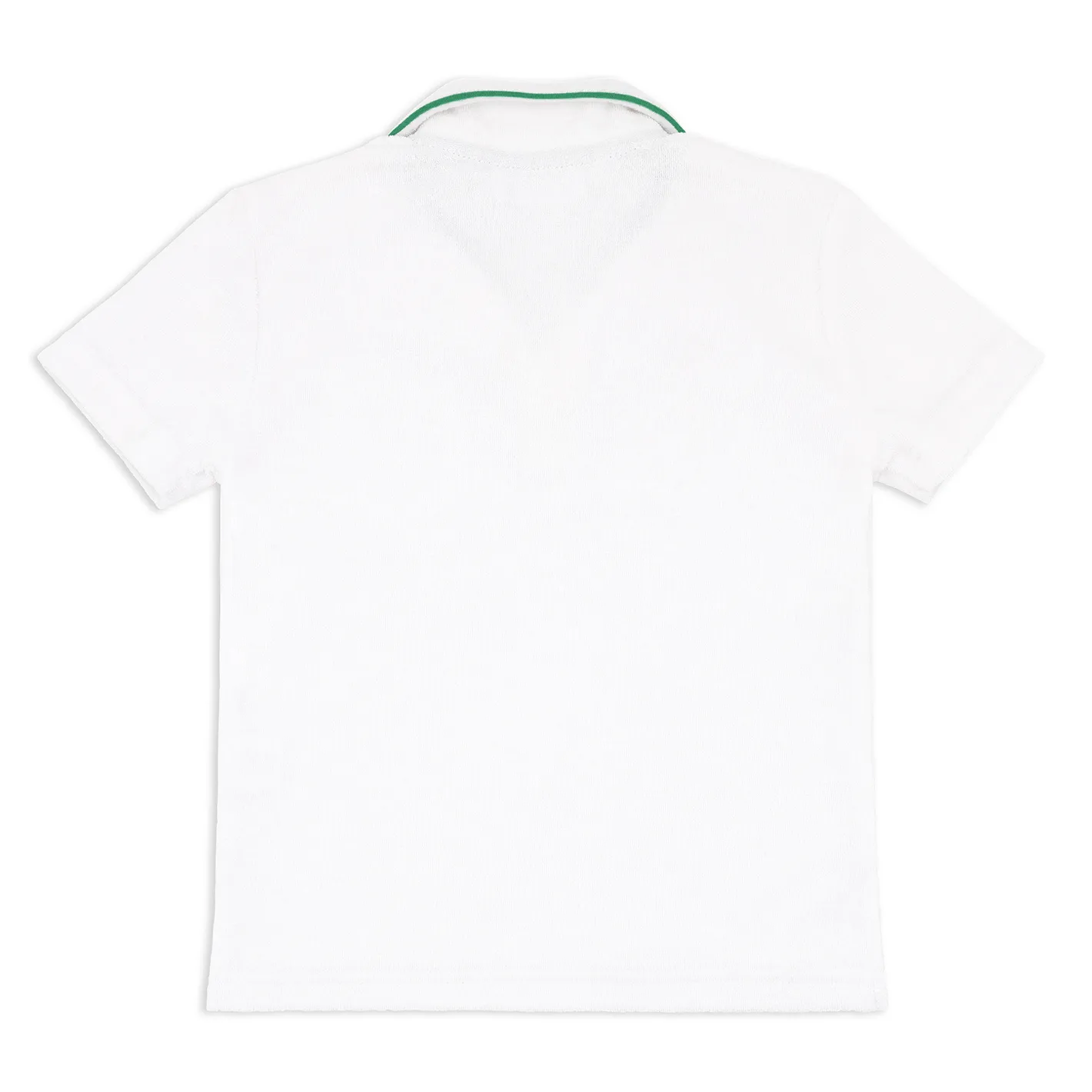 boys white french terry polo with bermuda green trim sold by minnow product image thumbnail 5