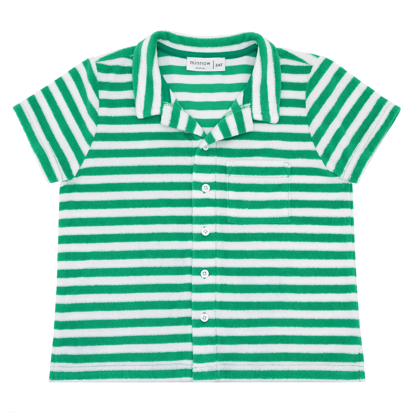 boys bermuda green stripe french terry button up sold by minnow
