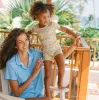 women's sky blue gingham collared shirt and short pima pajamas set sold by minnow