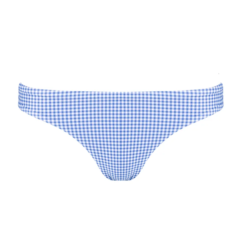 women's sky blue gingham low waist bikini bottom sold by minnow