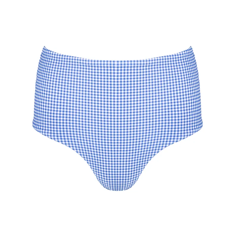 women's sky blue gingham high waist bikini bottom sold by minnow
