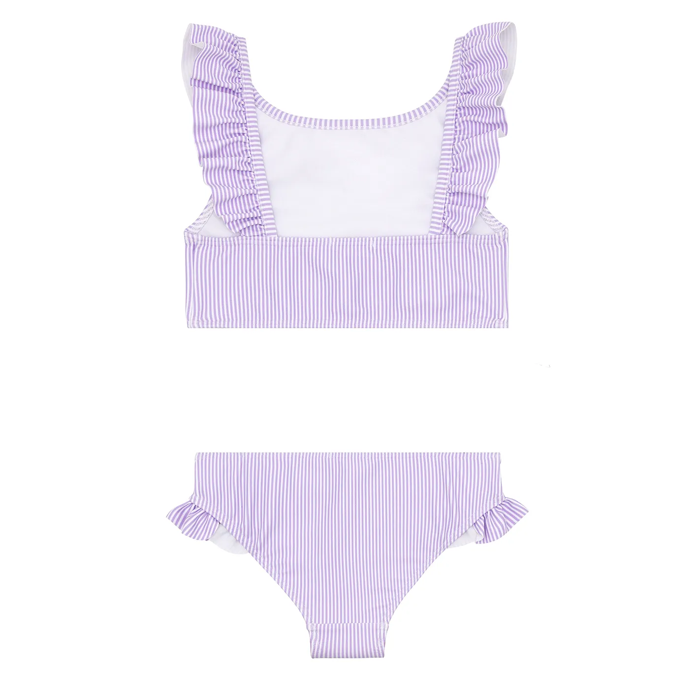 girls lavender stripe ruffle neck bikini sold by minnow product image thumbnail 4