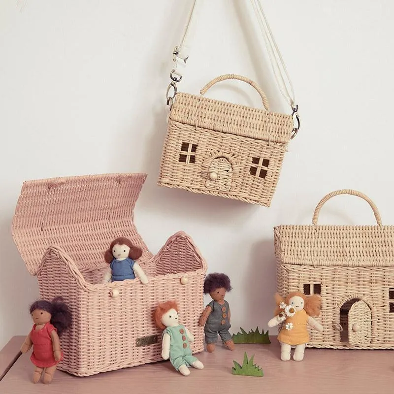 olli ella rattan casa clutch, rose sold by minnow product image thumbnail 2