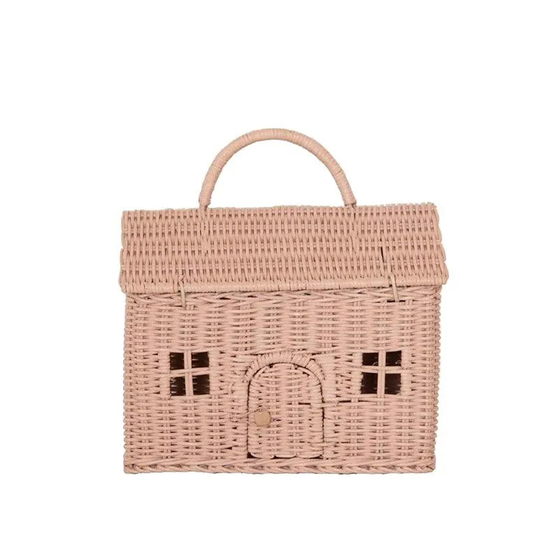 olli ella rattan casa clutch, rose sold by minnow