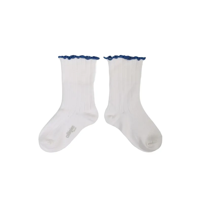 collegien delphine blanc neige lettuce trim ribbed socks sold by minnow