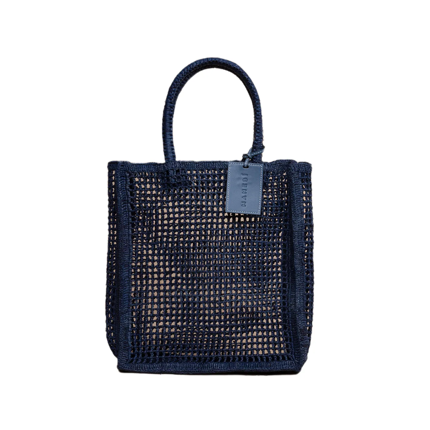 manebi vintage navy raffia net bag sold by minnow