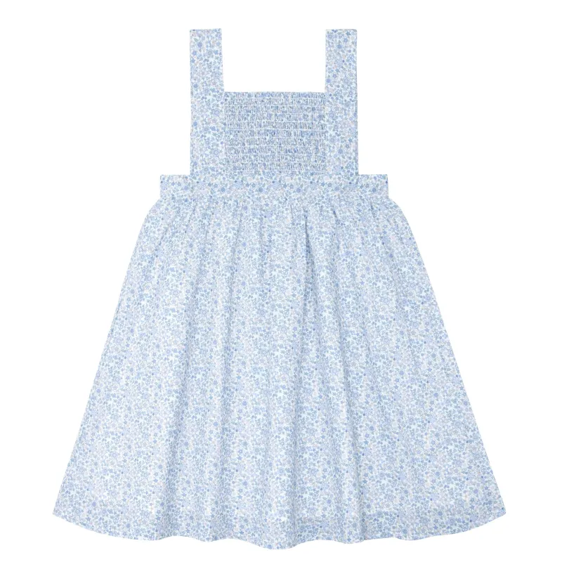 girls slate floral smocked bib dress sold by minnow