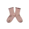 collegien delphine vieux rose lettuce trim ribbed socks sold by minnow