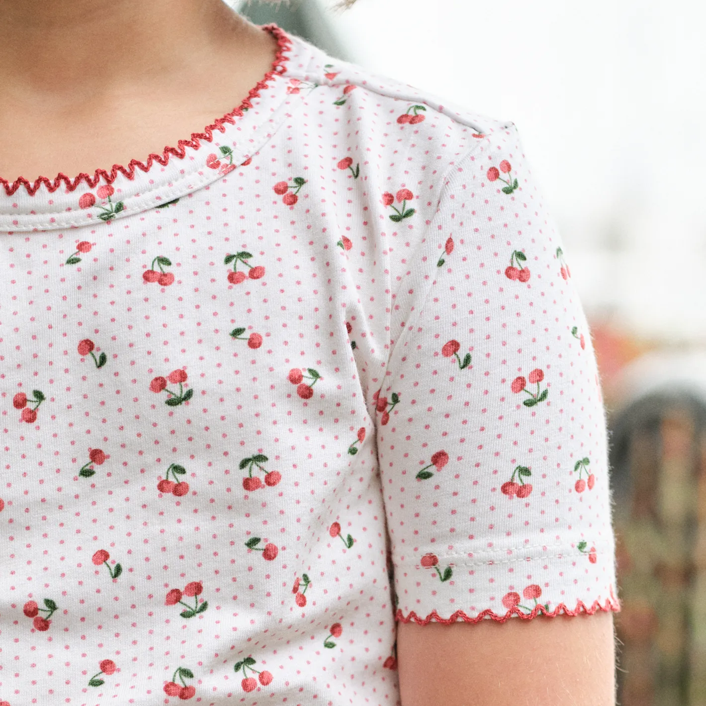 girls summer cherries shirt and short pima pajamas set sold by minnow product image thumbnail 4