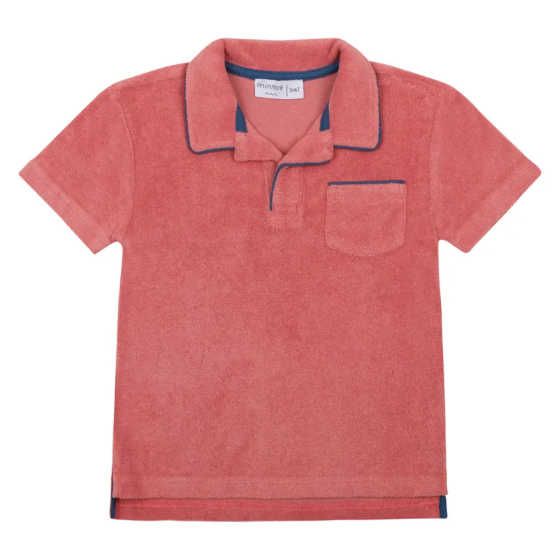 boys poppy red french terry polo sold by minnow