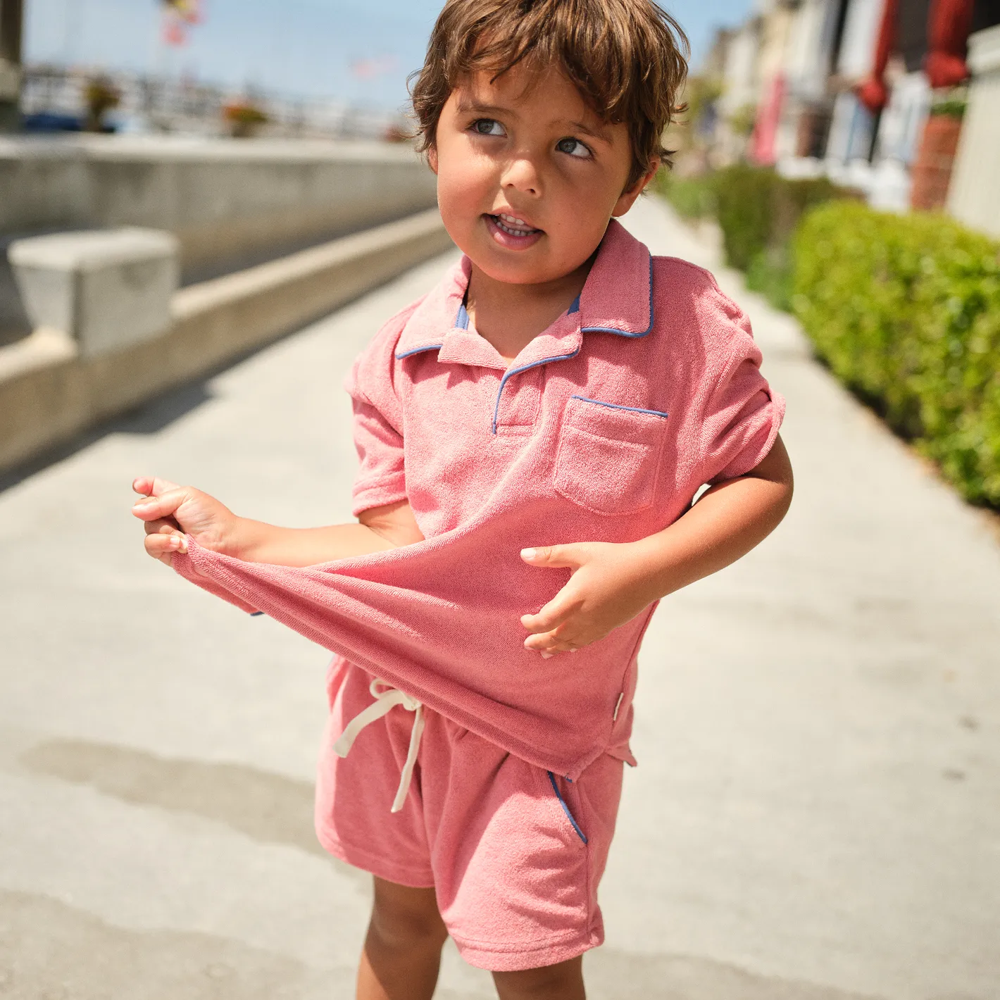 boys poppy red french terry polo sold by minnow product image thumbnail 2