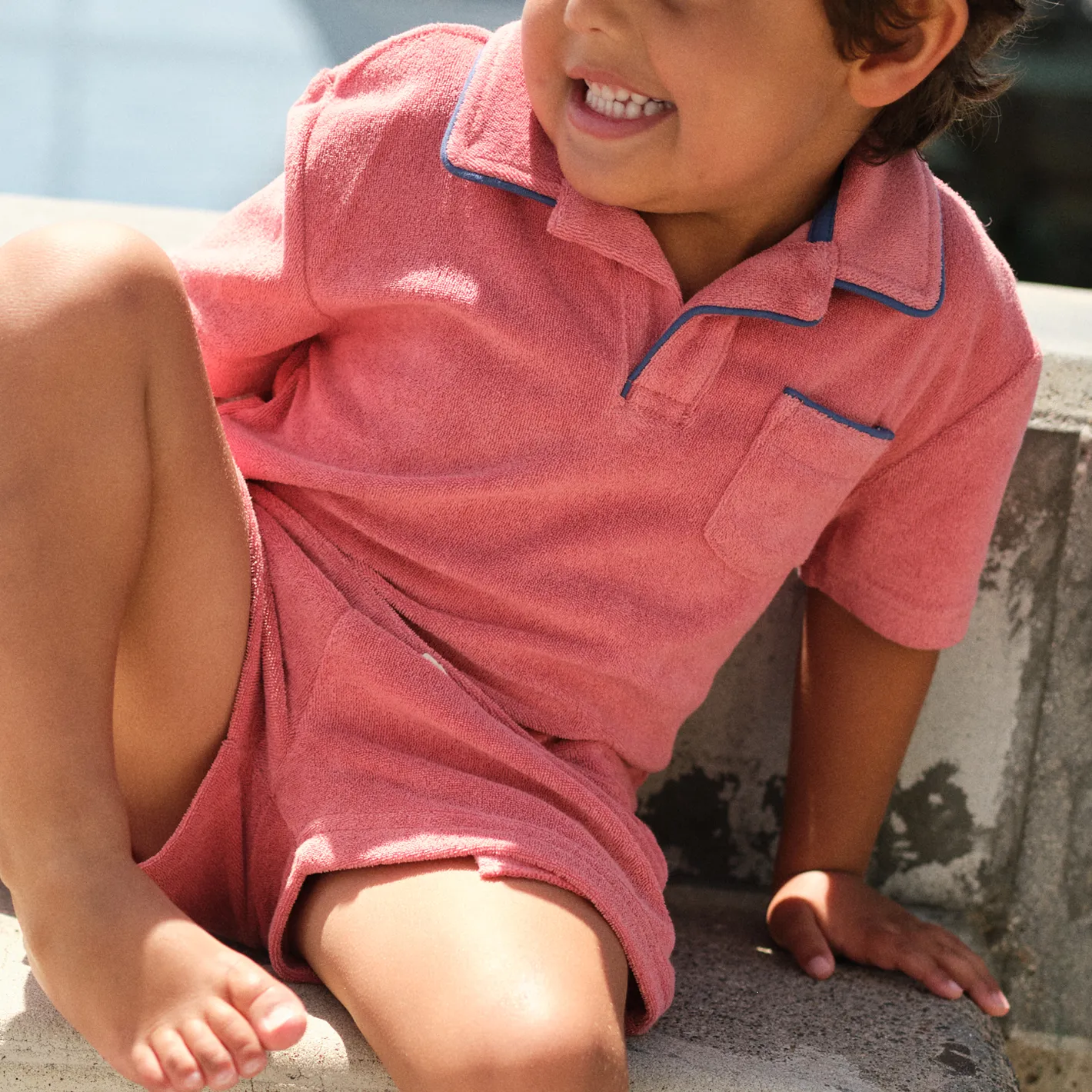 boys poppy red french terry polo sold by minnow product image thumbnail 3