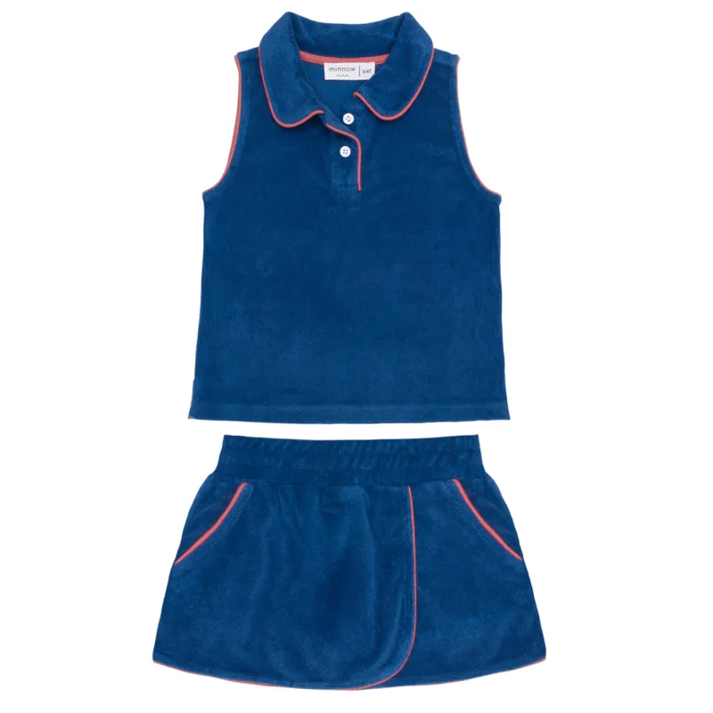 girls newport navy french terry tennis tank top and skort set sold by minnow