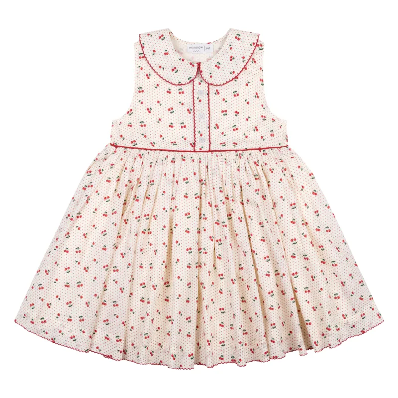 girls summer cherries rounded collar dress sold by minnow