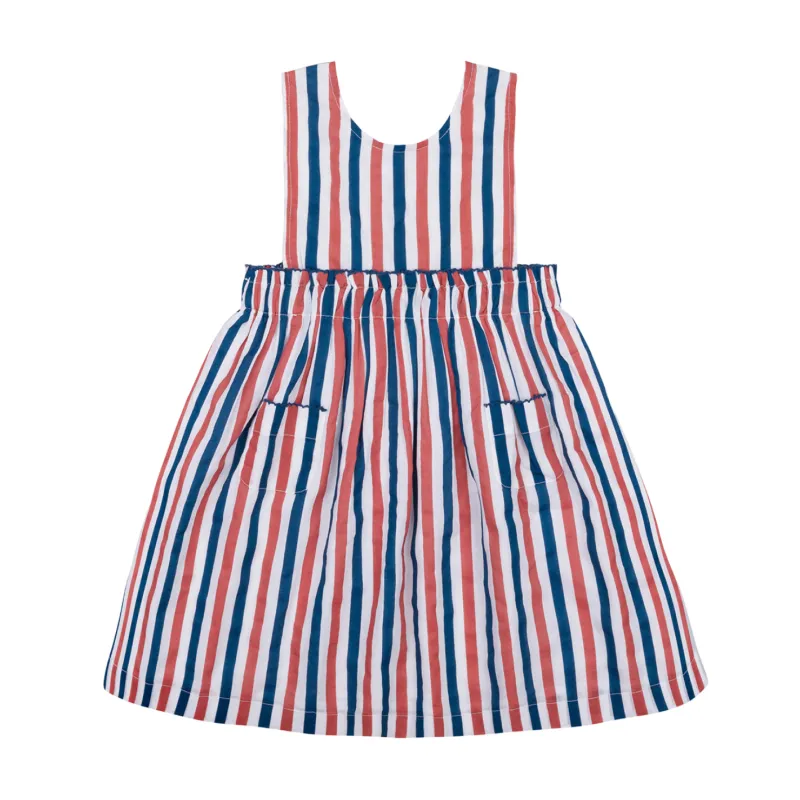 girls surfrider stripe double bow pinafore dress sold by minnow