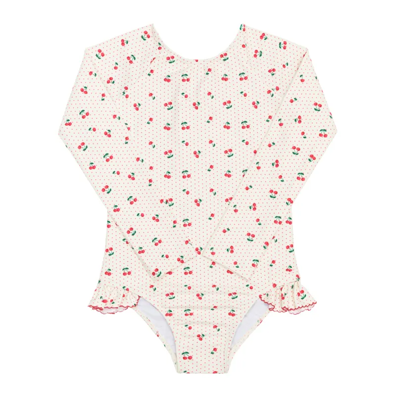 girls summer cherries rashguard one piece sold by minnow