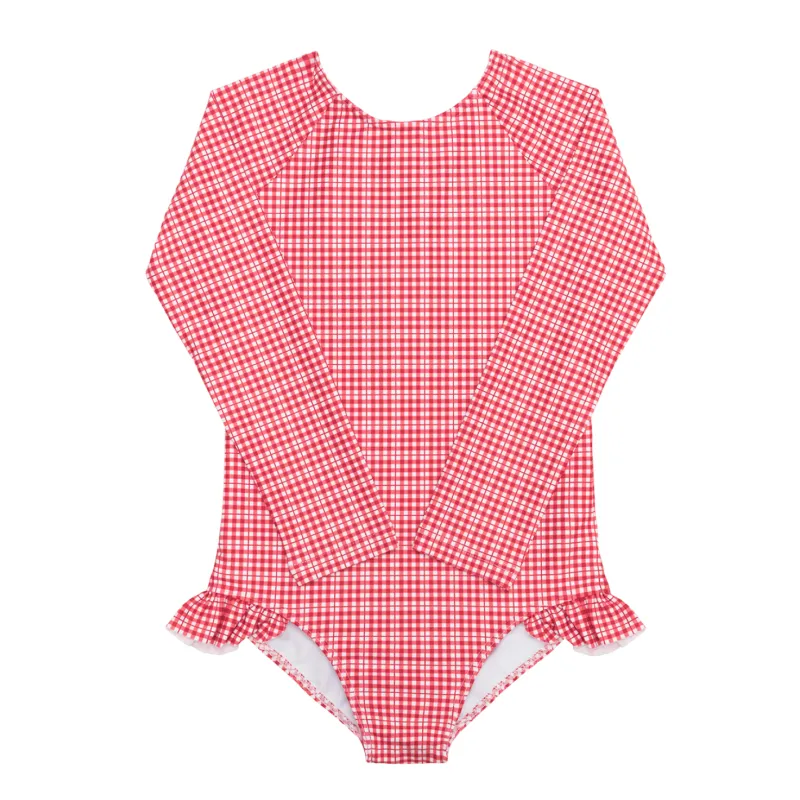 girls poppy gingham rashguard one piece sold by minnow
